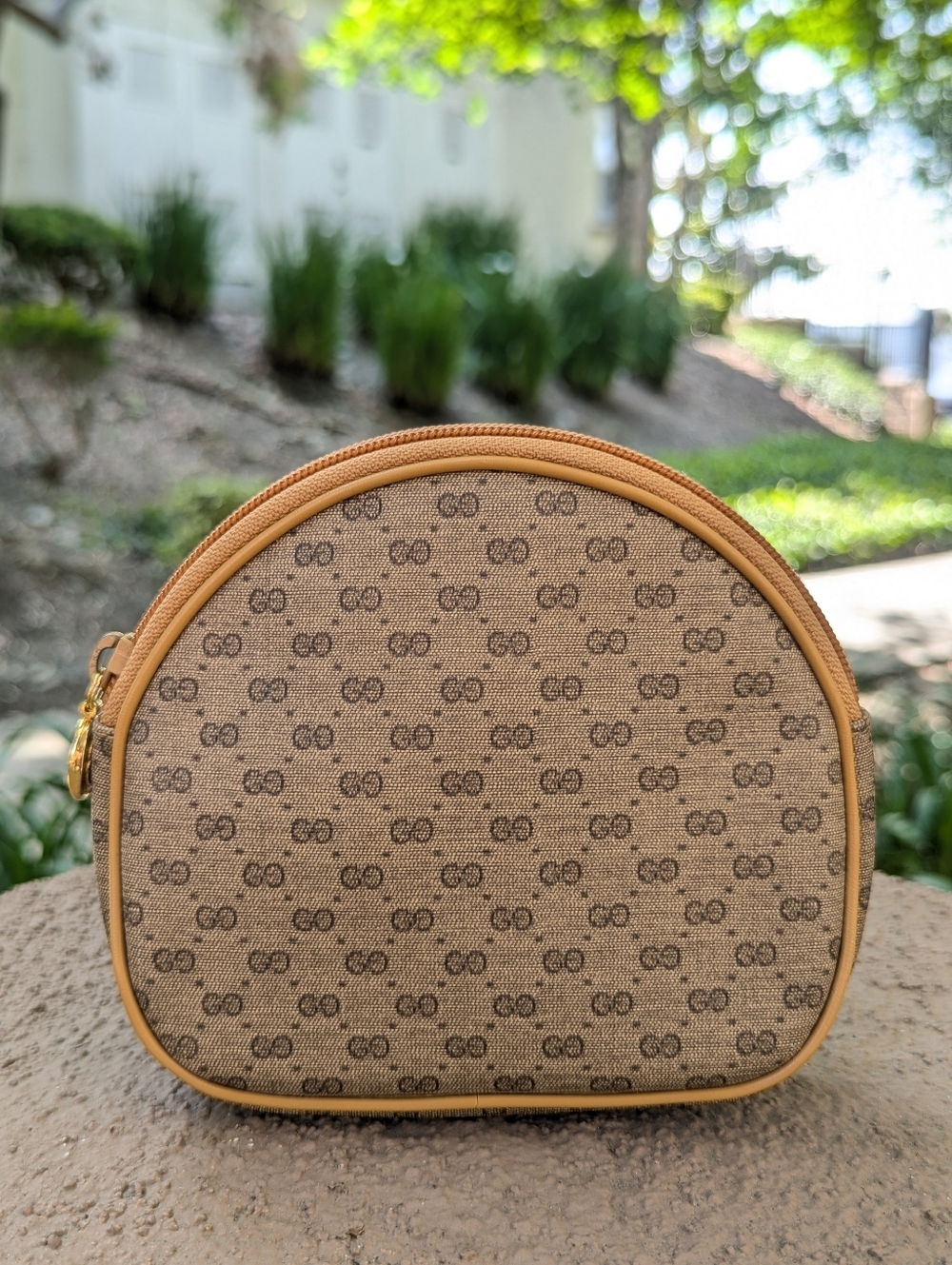 GUCCI Autre Marque 70's Beige Canvas Micro Supreme GG Makeup Zip Pouch Bag 💕